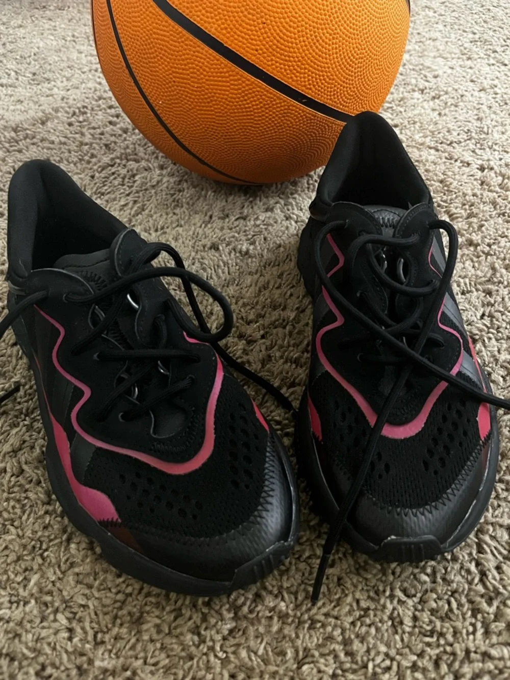 adidas Black Athletic Sneakers with Pink Accents - Picture 1 of 5